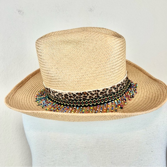 Vintage Cache Beaded & Embellished Straw Hat - Picture 3 of 8